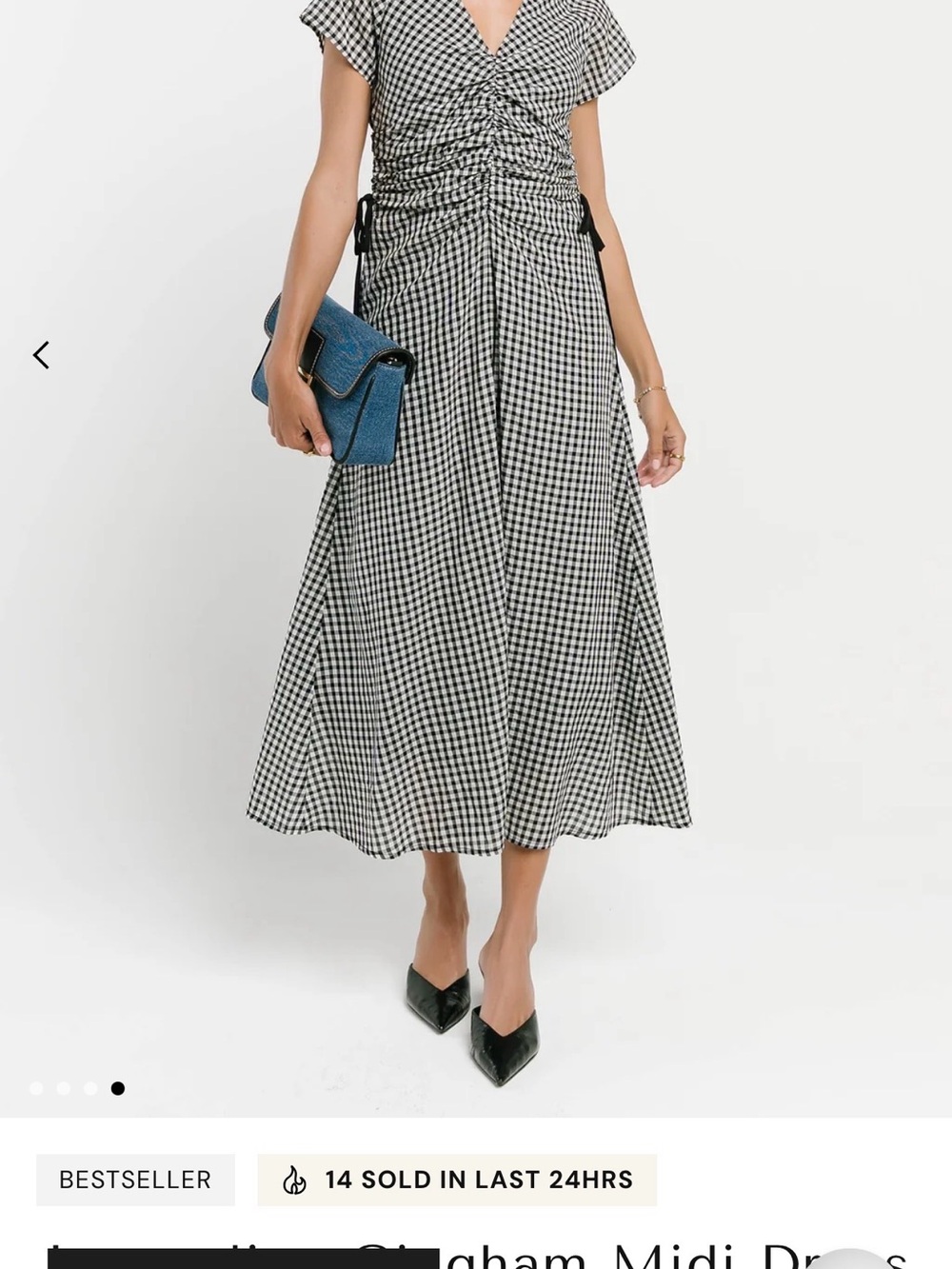 ISO bohme Black and White Gingham Midi Dress